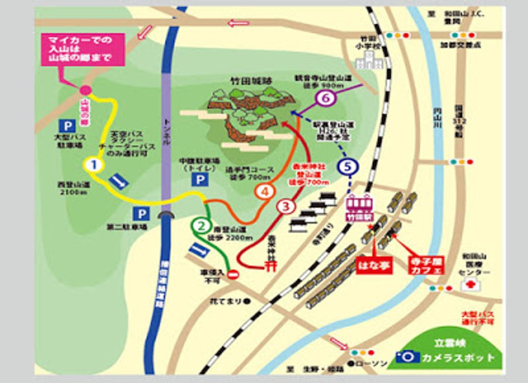  立雲峽&amp;竹田城跡位置圖(圖片來源)  