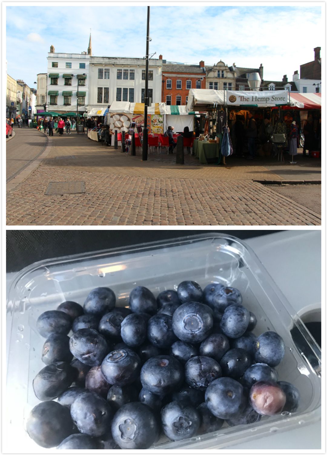 劍橋市集Cambridge Market Square，藍莓1英鎊/盒，便宜又Juicy！