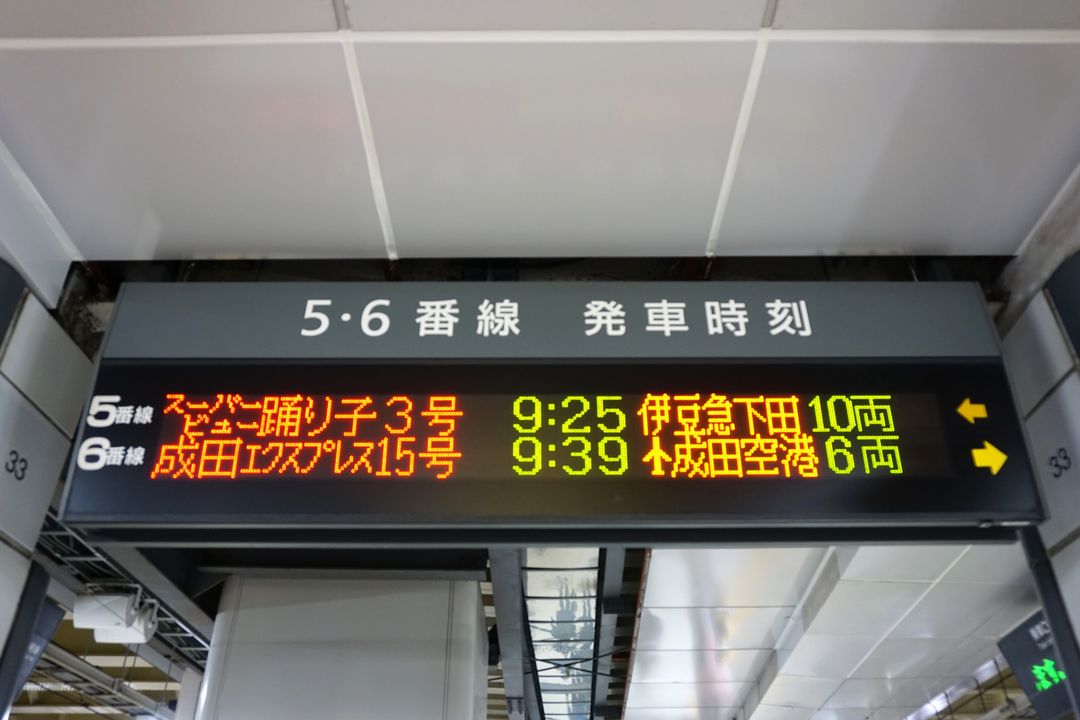 9:25新宿發車的超級景踴子號前往伊豆急下田